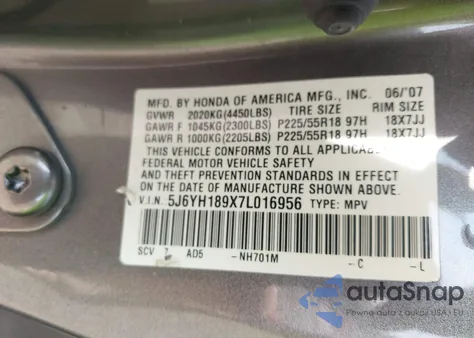 2007 Honda Element Sc из США, поврежденный, VIN 5J6YH189X7L016956